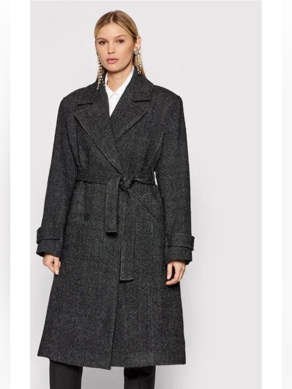 IRO Vibi Gray 100% Wool Double Breasted Long Coat FR 32 US 0